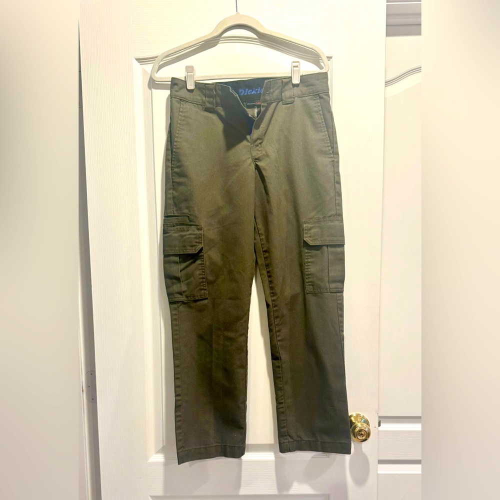 Dickies FLEX slim straight cargo pants, army green, men’s 30x30